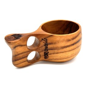 Teakwood Kuksa Cup with Double Hole Handle (Fat Ass)