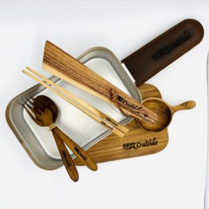 Mess Tin c/w Teakwood Cutleries Set with Canvas Pouch