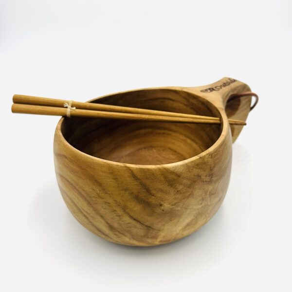 Teakwood Big Bowl Double Hole Handle with Chopsticks - Image 4