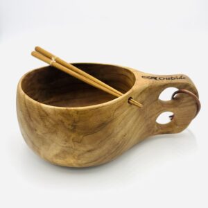 Teakwood Big Bowl Double Hole Handle with Chopsticks