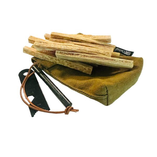 Tinder Sticks with Magnesium Fire Starter in Wax Canvas Pouch - Image 3